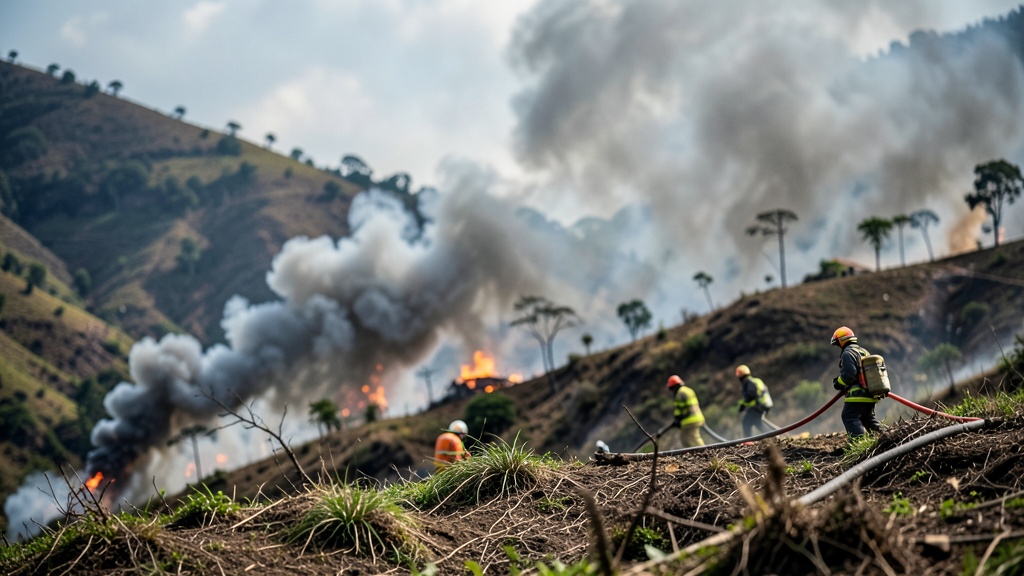 Incendio en el Imbabura: Bomberos piden helicóptero ante avance de fuego por viento fuerte