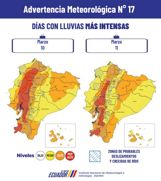INAMHI emite alerta meteorológica para la Costa: qué zonas están bajo aviso