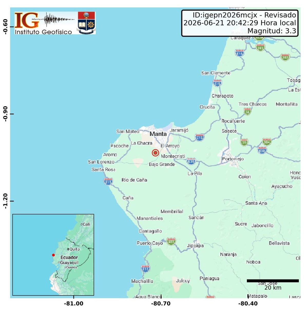 Sismo de magnitud 3,3 sacude a Manabí y despierta alertas sobre la resiliencia sísmica nacional