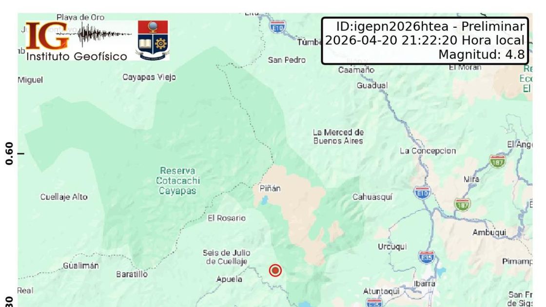 Sismo de 5,2 grados en Cotacachi activa protocolos de respuesta en el norte del Ecuador