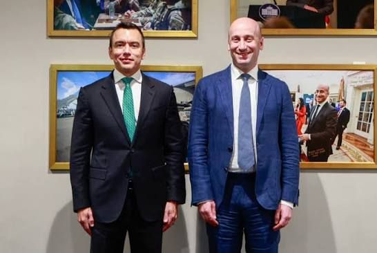 Noboa se reúne con Stephen Miller para blindar a Ecuador ante las amenazas del narcotráfico