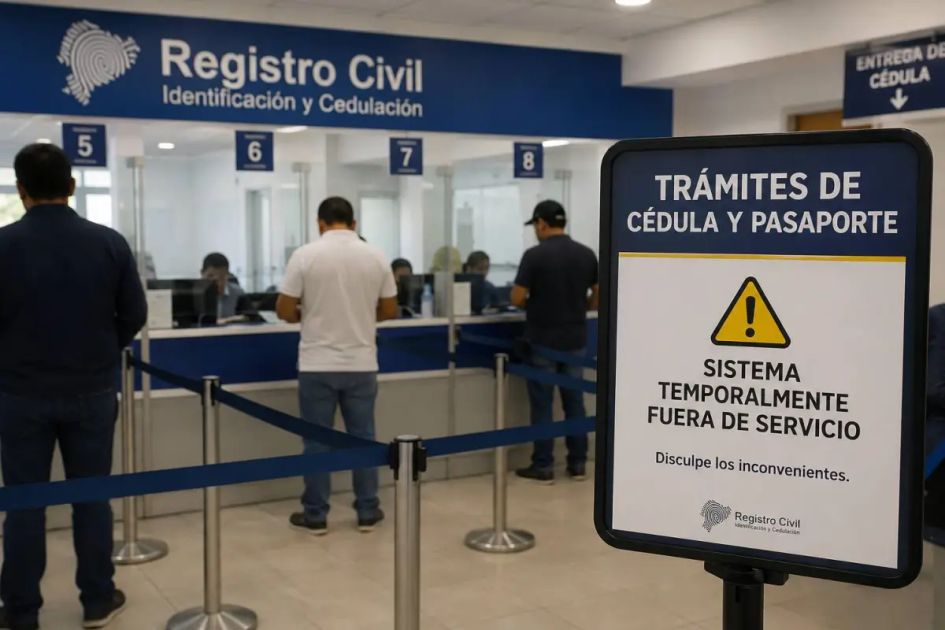 Falla crítica del Registro Civil paraliza trámites de cédula y pasaporte en todo Ecuador